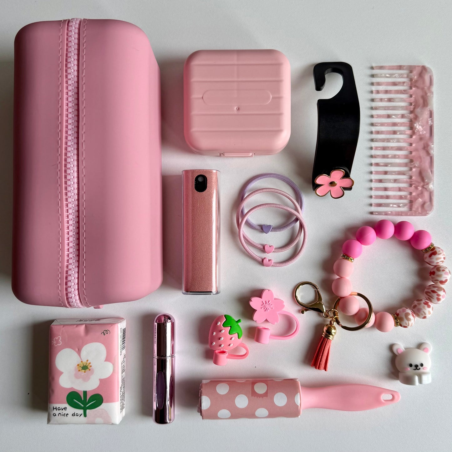 🩷 Pink Car Essentials Set - Light, Pretty & Soft